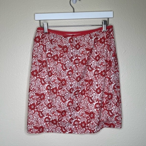 American Eagle Outfitters AEO Floral Lined Front Tie Coral Skirt Pockets Women 4 - Picture 4 of 13